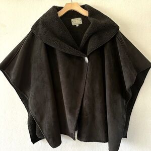 Silverado Poncho Cape Cowgirl Western Faux Suede Leather Black One Size READ